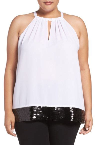 michael kors sequin trim top|Michael Kors crinkle tops.